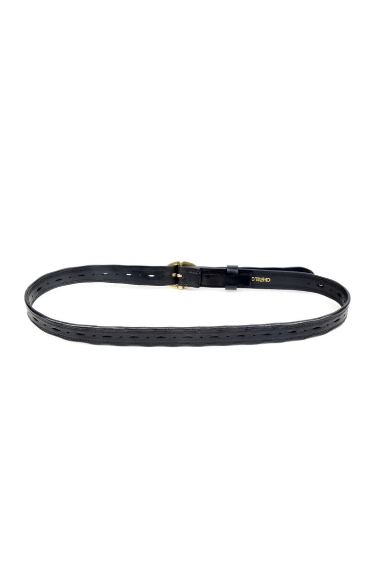 OLD TREND Vintage Genuine Leather Perforated Classic Detail Belt, Alternate, color, Black