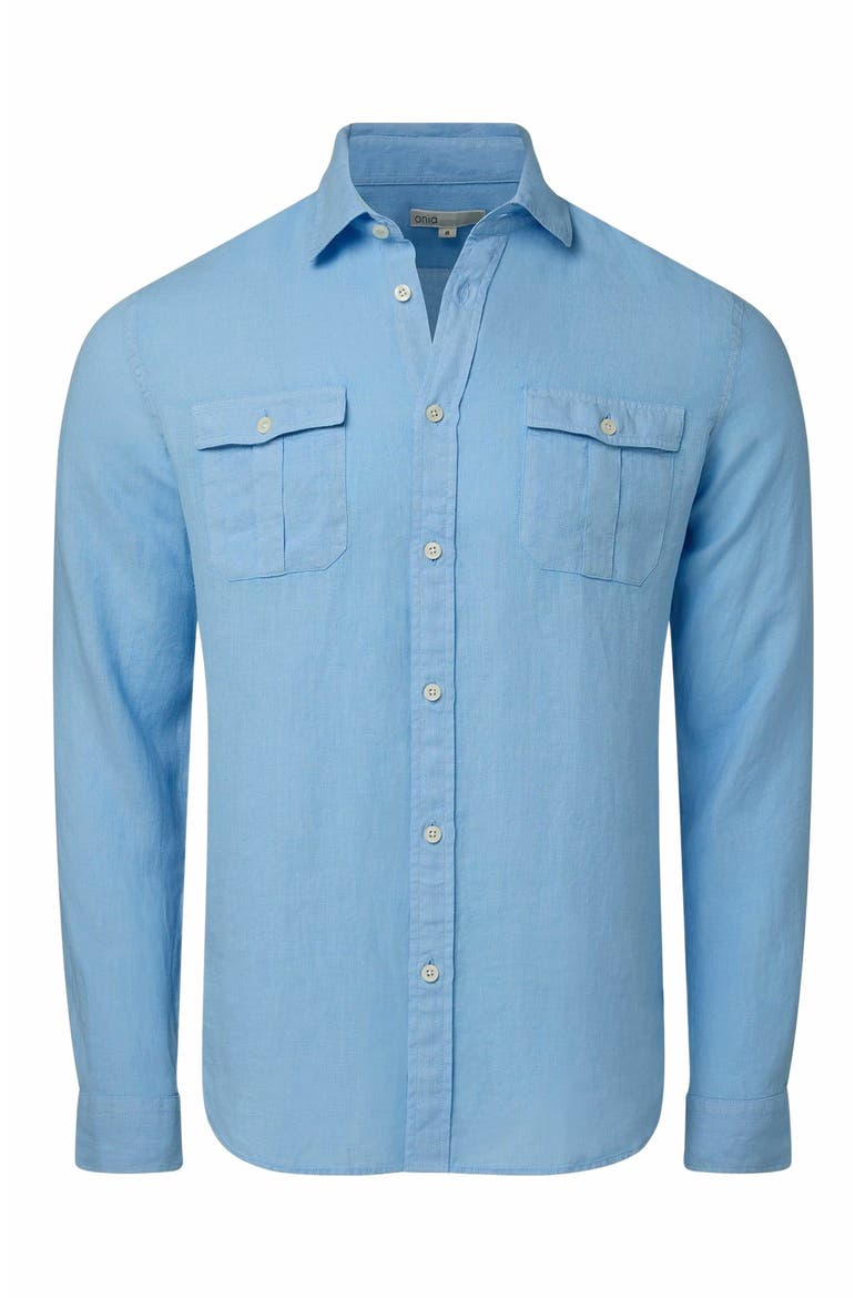 Garment Dye Linen Standard Fit Shirt, Alternate, color, LIGHT BLUE