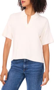 1.STATE Short Sleeve Johnny Collar Sweater