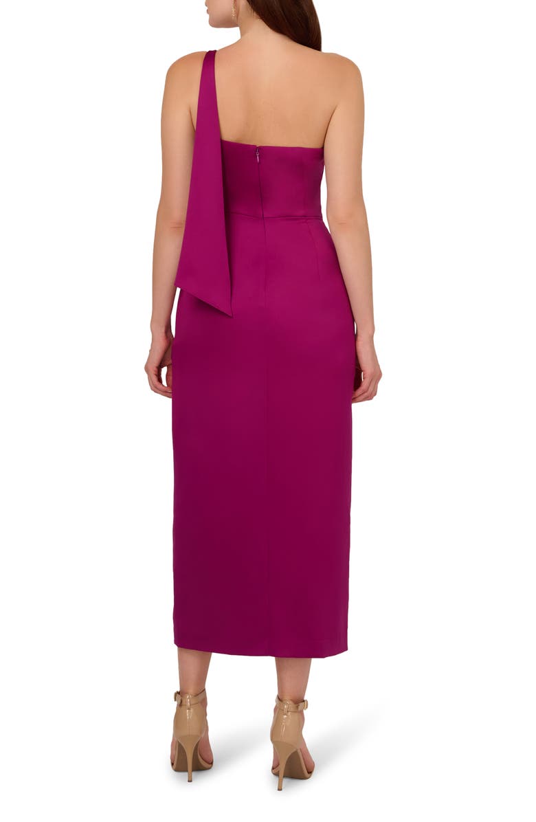 Adrianna Papell Pleat One-Shoulder Crepe Cocktail Dress, Alternate, color, Wild Magenta