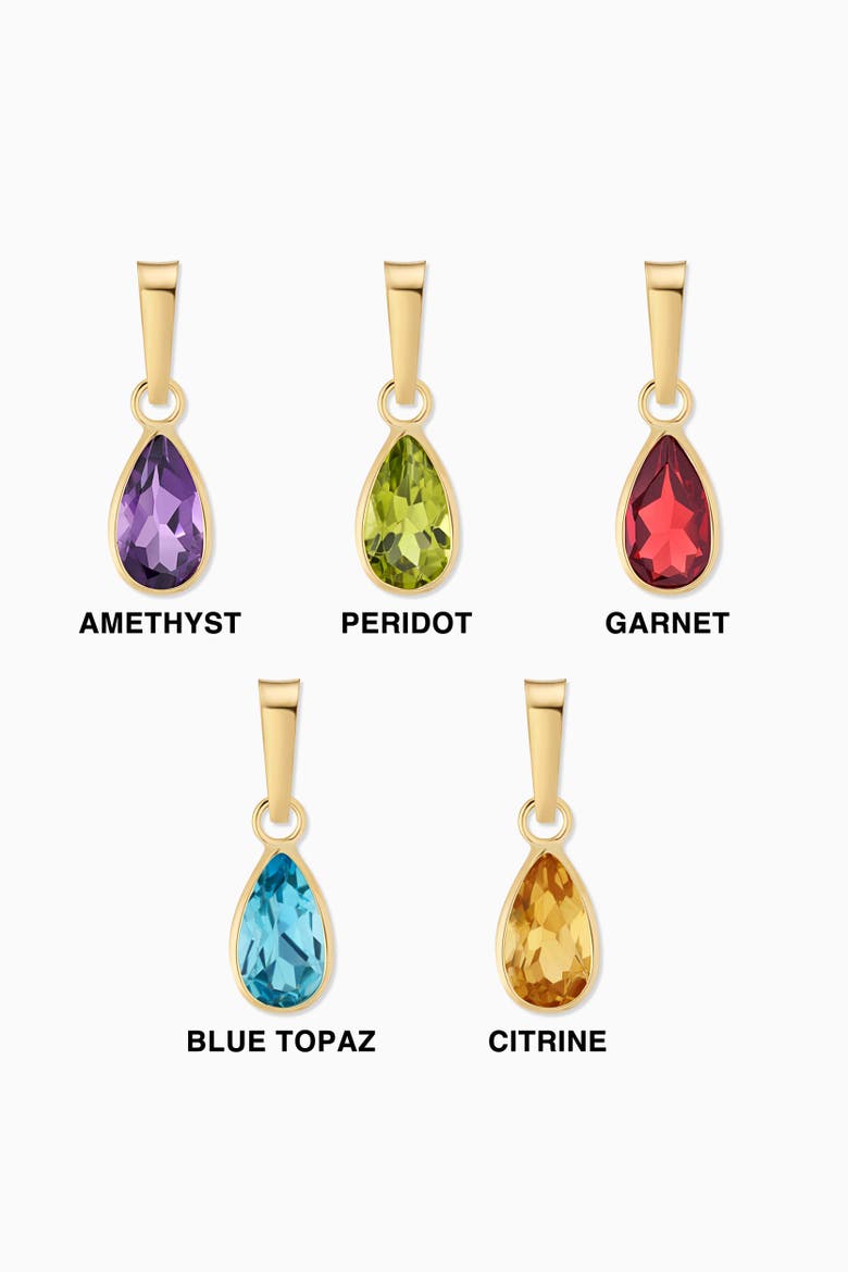 14K Yellow Gold Vivid Pear Pendant Charm, Alternate, color, White Gold, Garnet