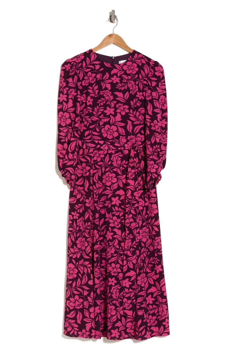 Eliza J Floral Long Sleeve Midi Dress, Alternate, color, 