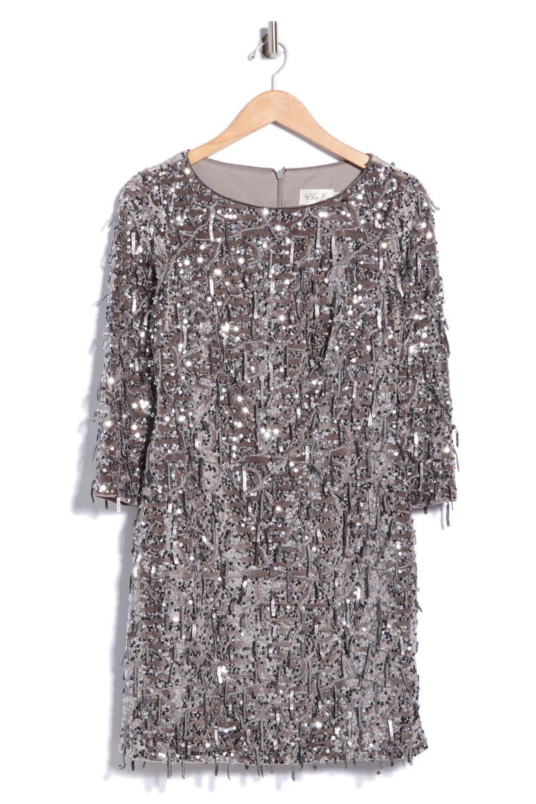 Sequined Boat Neck Shift Dress, Alternate, color, STL