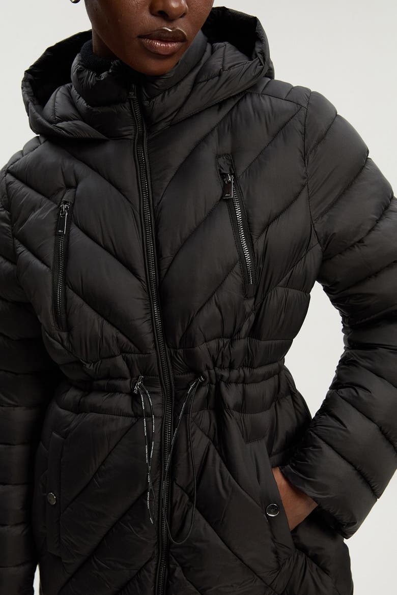 Lightweight Knee Length Packable Coat, Alternate, color, Black