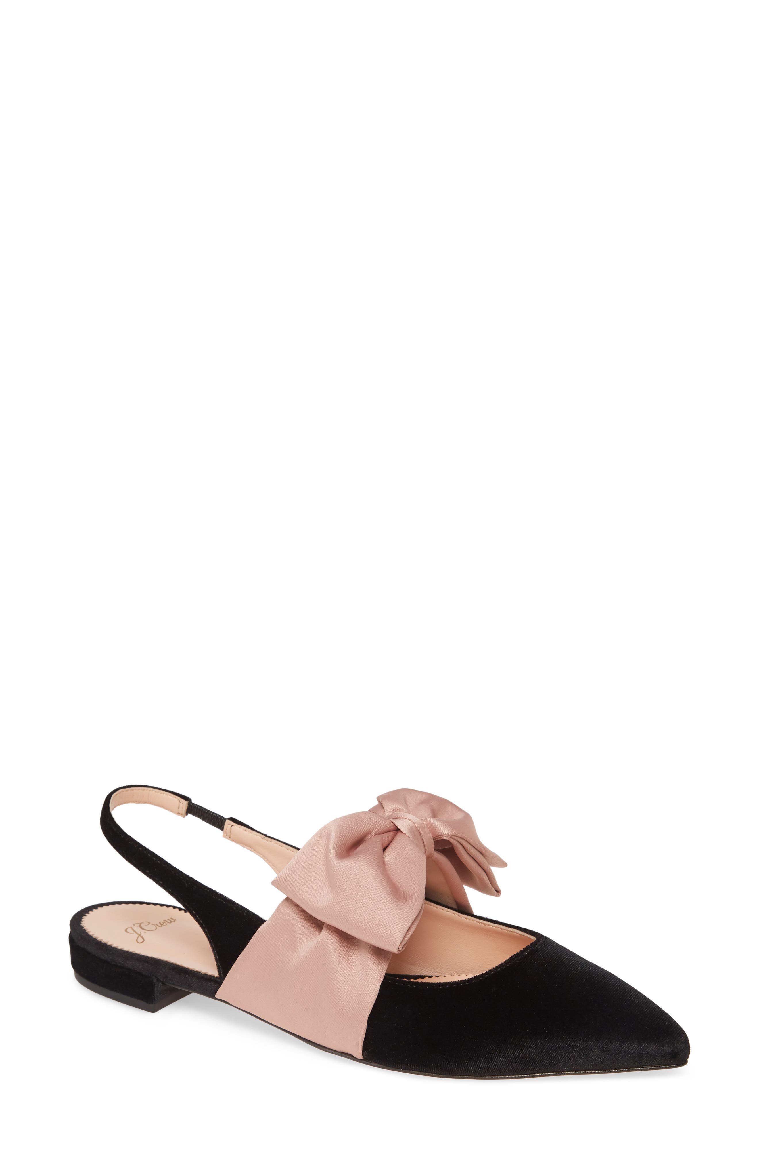Gwen Slingback Flat with Bow, Main, color, BLACK VELVET