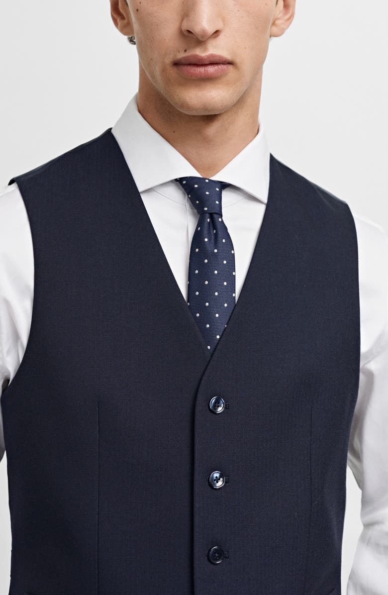 MANGO Slim Fit Navy Stretch Vest, Alternate, color, 