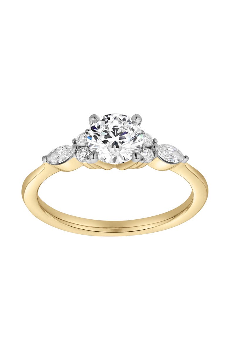 Elora 14K Gold Round & Marquise Cut Lab Grown Diamond Engagement Ring - 1 Ct, Main, color, 14K Yellow Gold