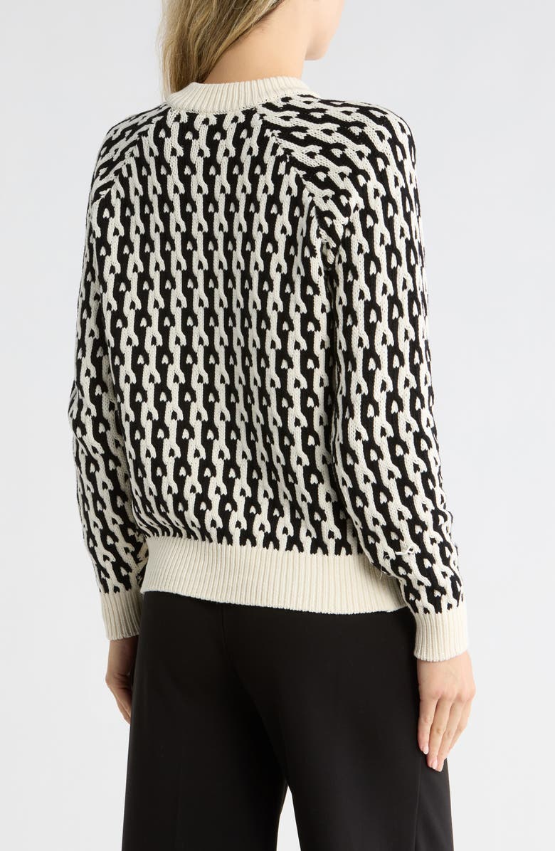 Derek Lam 10 Crosby Sawyer Long Sleeve Crewneck Sweater, Alternate, color, Black/ Ivory