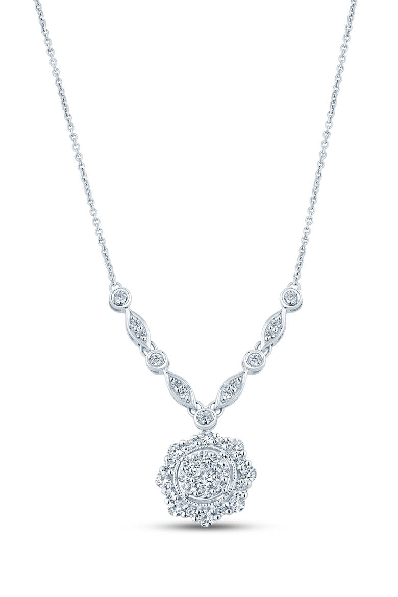 Diamond Medallion Pendant Necklace - 0.50ct., Alternate, color, WHITE GOLD