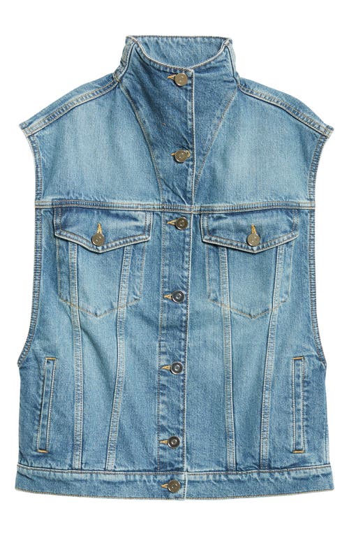 Alaïa Womens Alaia High-neck Faded-wash Regular-fit Denim-blend Vest In Bleu Vintage