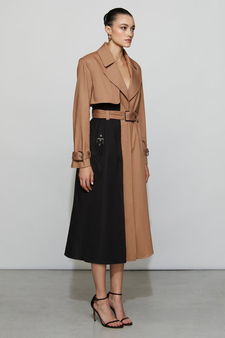 Ryder Trench Coat, Alternate, color, Camel/Black