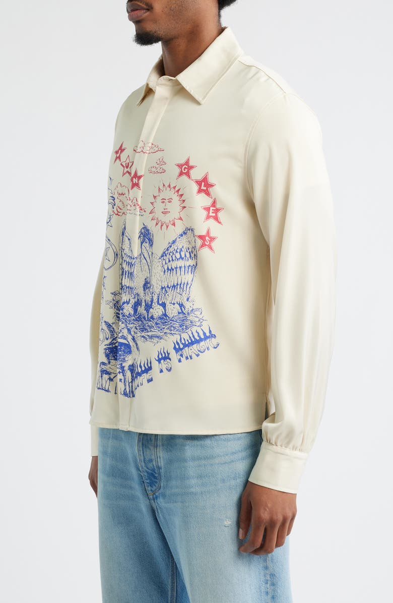 JUNGLES Magic Scribbles Button-Up Shirt, Alternate, color, Off White