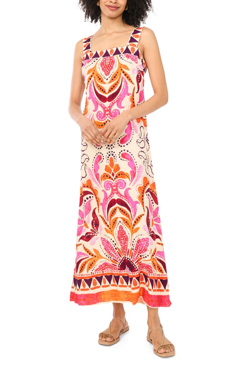 Vince Camuto Smocked Back Sleeveless Maxi Dress, Alternate, color, 