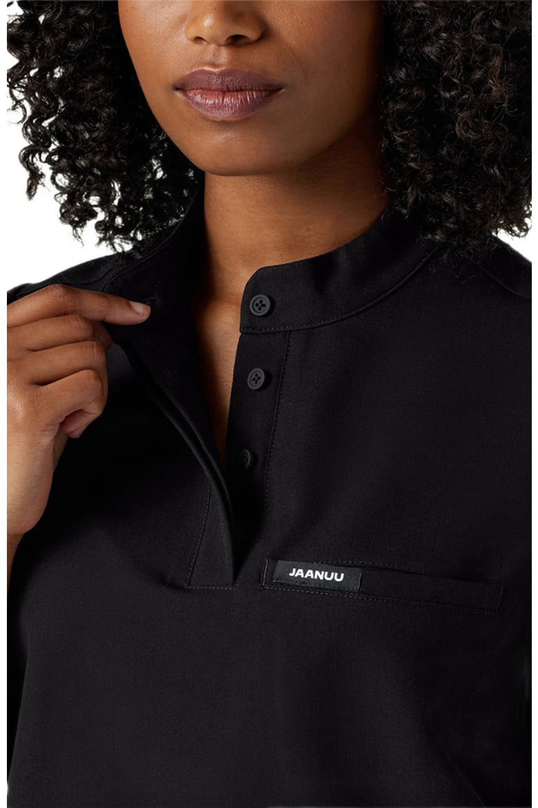 Savi Women's 1-Pocket Classic Banded Collar Scrub Top, Alternate, color, Black