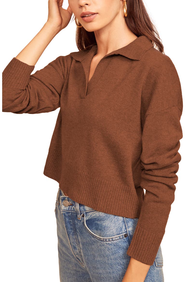 Cashmere Polo Sweater, Main, color, CINNAMON
