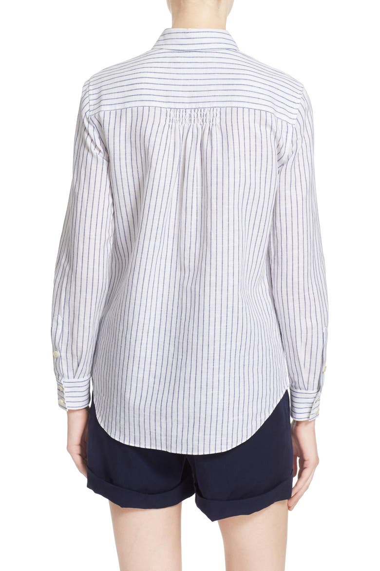 stripe linen & cotton shirt, Alternate, color, FRESH WHITE