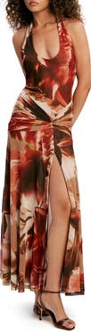 Bardot Sariba Halter Neck Mesh Maxi Dress