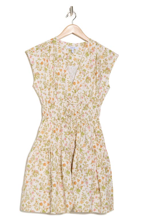 Derek Lam 10 Crosby Tora Floral Print Shirred Dress In Cream Multi