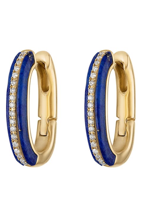 Diamond Pavé Elongated Hoop Earrings