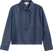 Cloth
Stone Half Placket Denim Popover Top