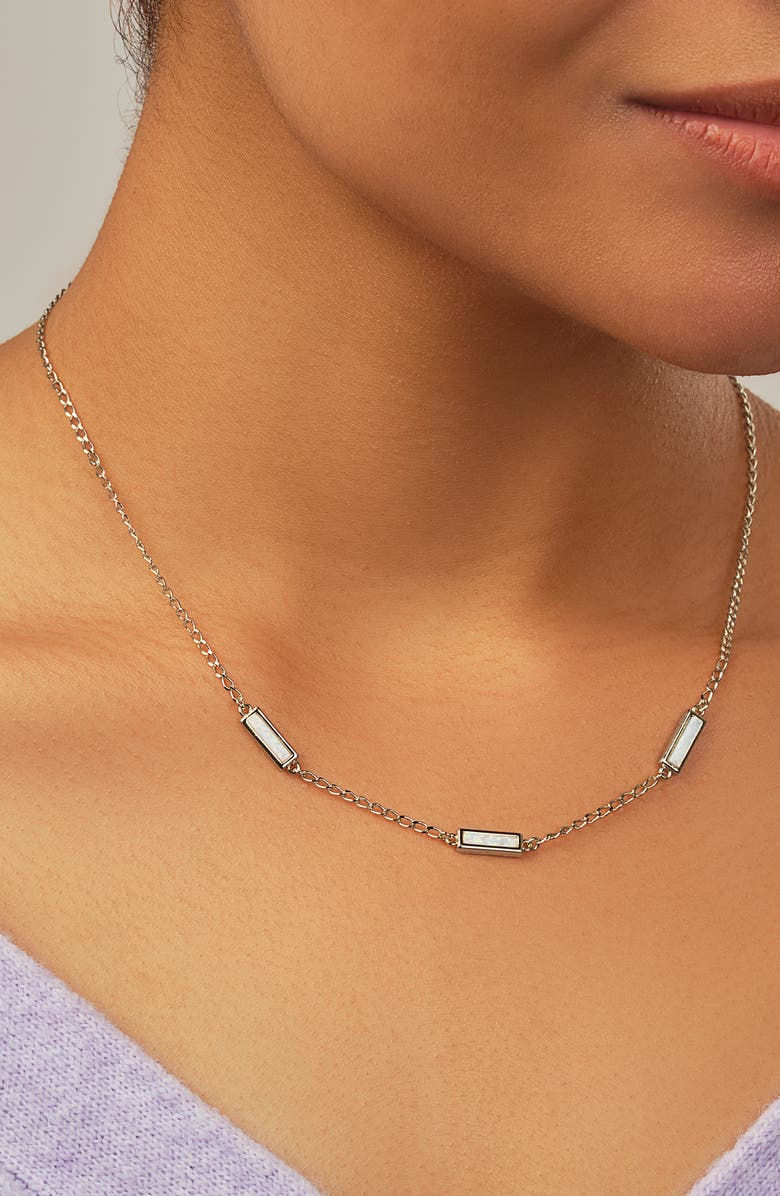 Sterling Forever Pavati Opal Necklace, Alternate, color, Silver