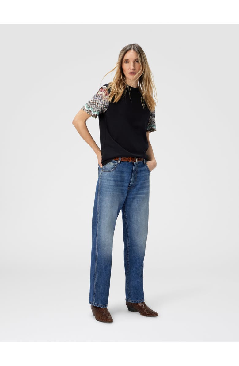 Missoni Short Sleeve T-shirt With Snake Pattern Insert, Alternate, color, Black