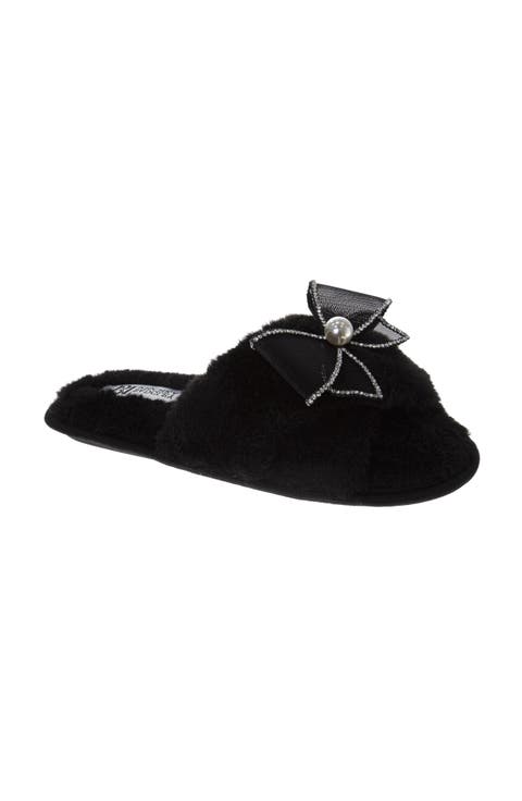 Badgley Mischka Womens Bow Comfort Slippers