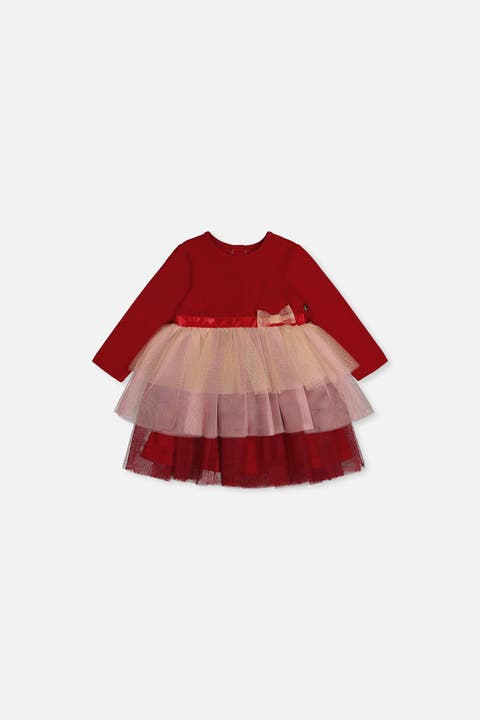 Bi-material Bow Waist Glittering Skirt Dress (baby)