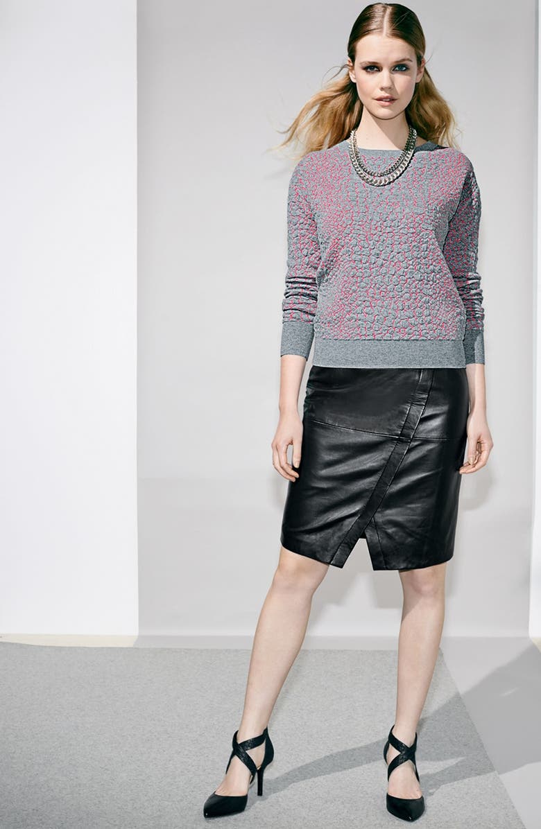 Halogen<sup>®</sup> Seamed Leather Pencil Skirt, Alternate, color, 