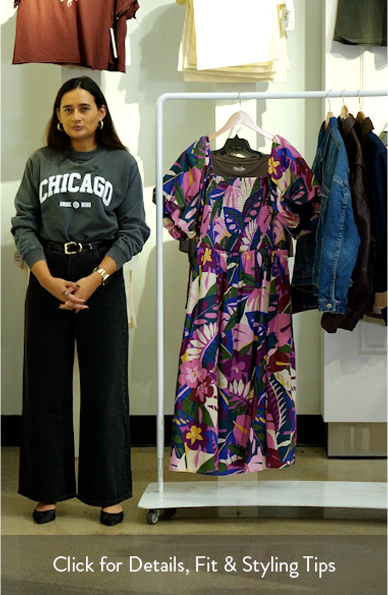 Blain Floral Maray Smocked Cotton Midi Dress, sales video thumbnail