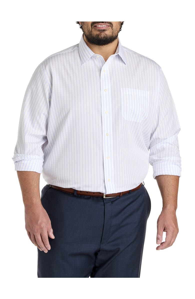 Brooks Brothers Big & Tall Non-Iron Striped Dress Shirt, Alternate, color, Blue