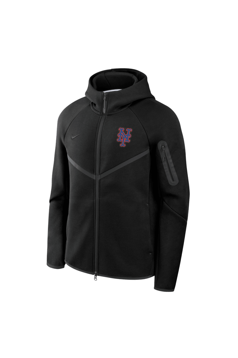 Men's Nike Black New York Mets Tech Fleece Raglan Full-Zip Windrunner Hoodie, Alternate, color, Black