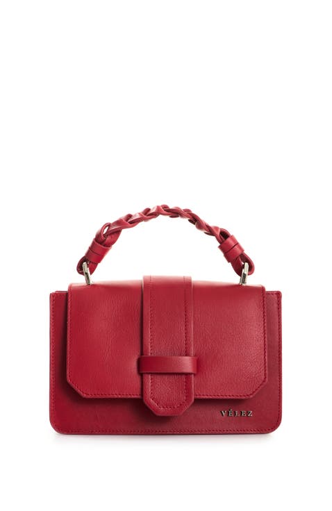 Garniel Hands-Free Leather Bag with Woven Handle