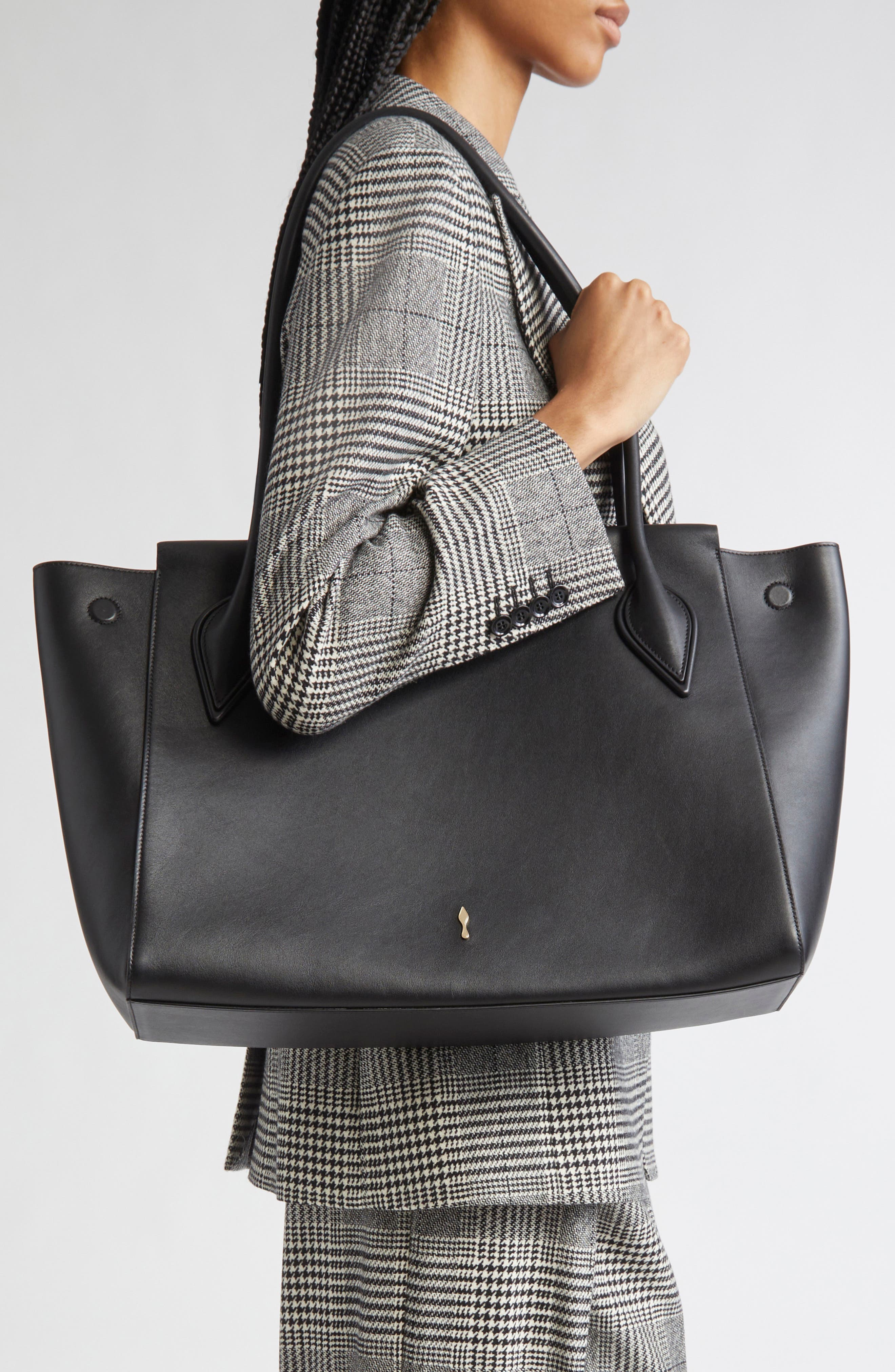 Christian Louboutin Large Calfskin East/West Tote, Alternate, color, Black