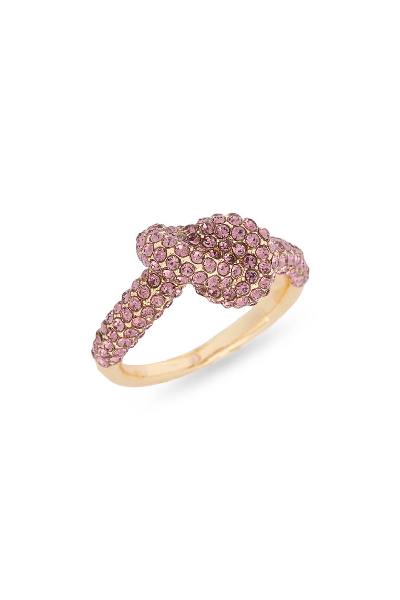 Pavé Crystal Knot Ring, Main, color, ROSE- GOLD