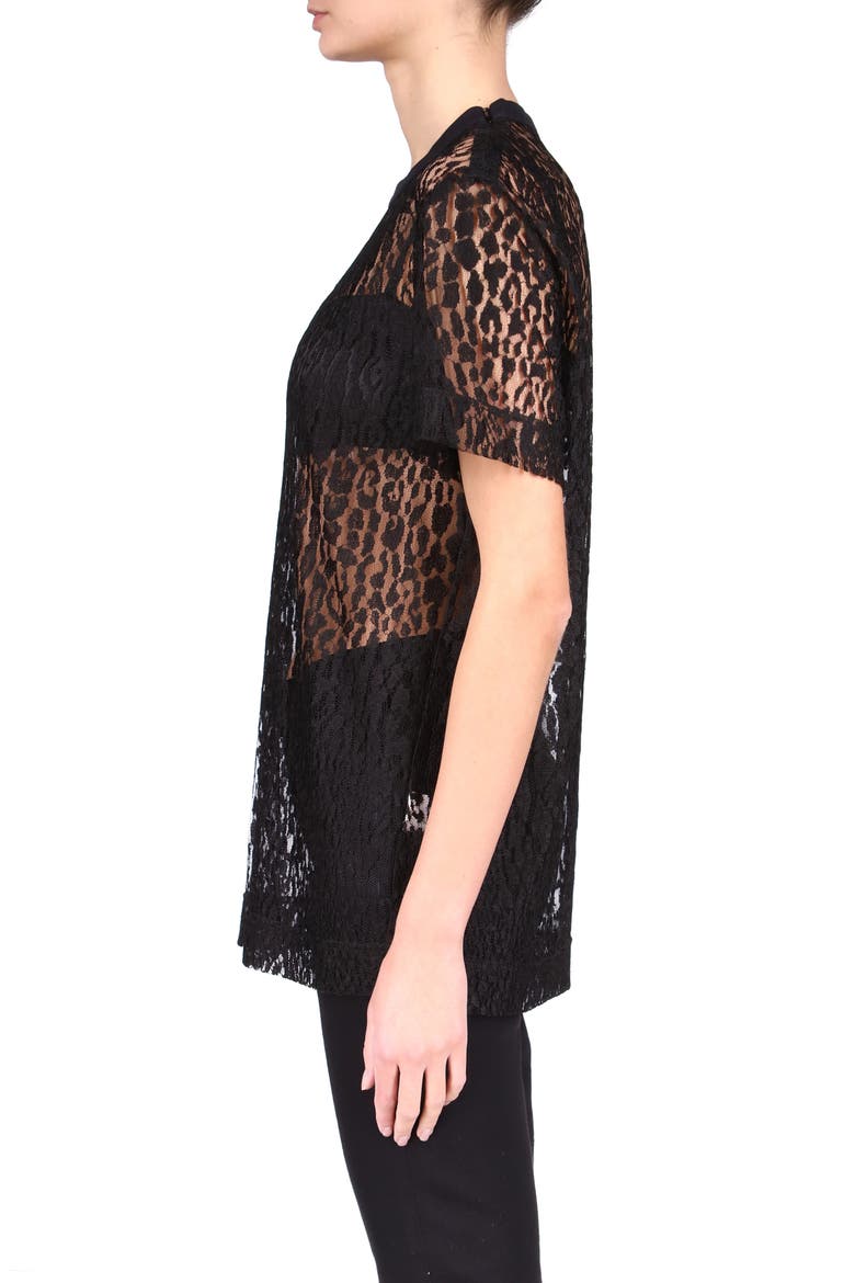 Sheer Lace T-Shirt, Alternate, color, BLACK