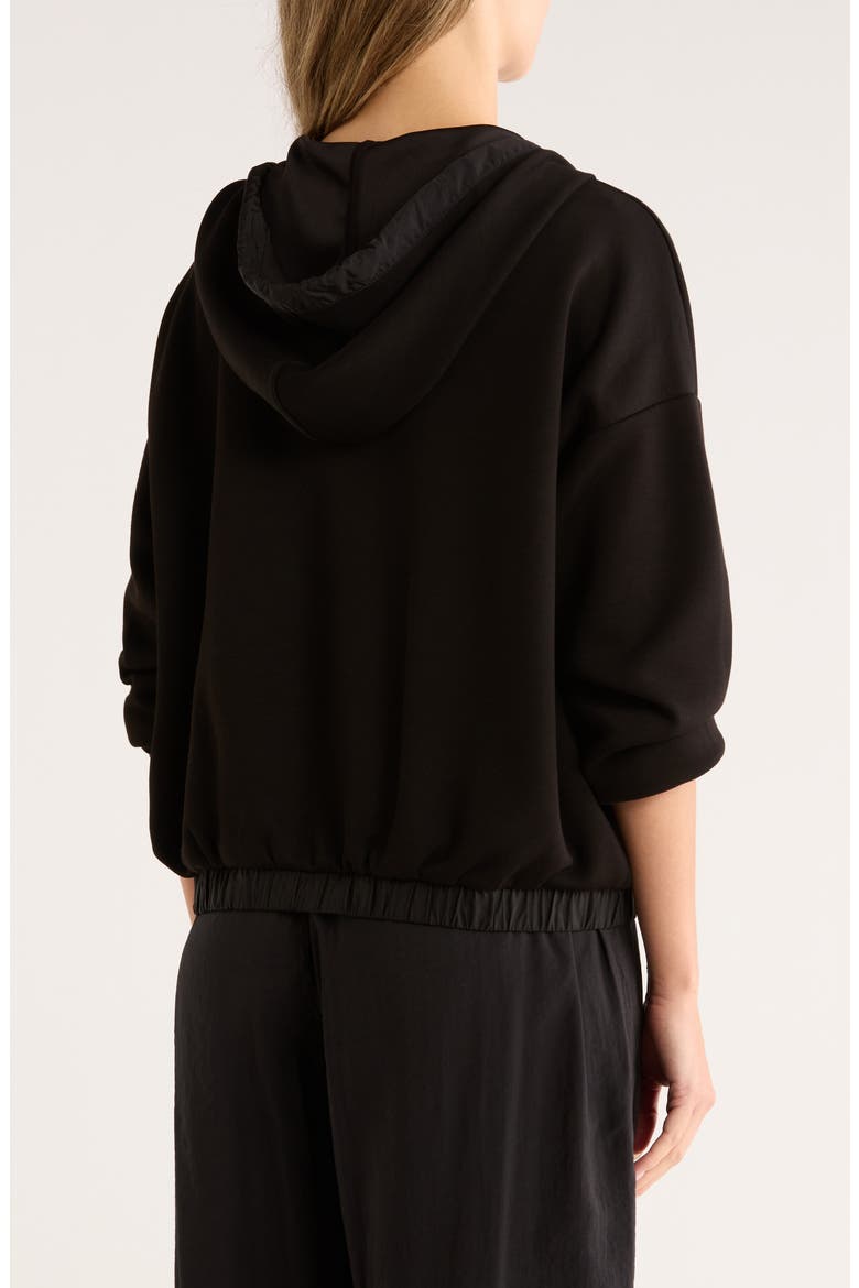 Mixed Media Zip Up Hoodie, Alternate, color, BLACK