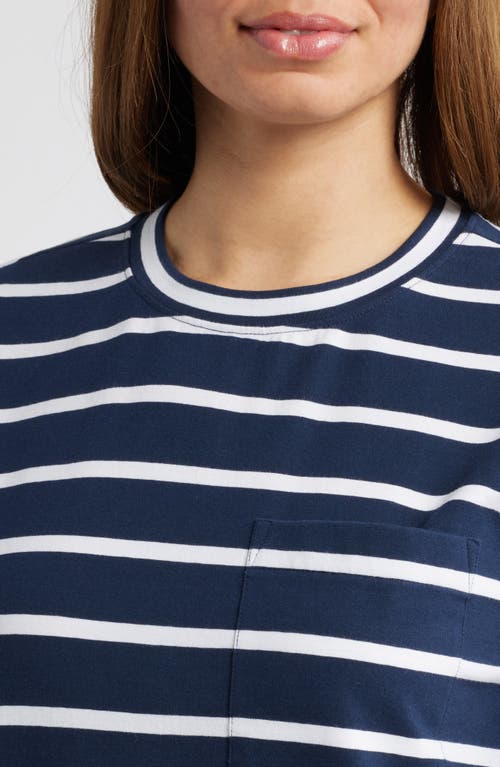 Caslonr Caslon(r) Patch Pocket Stripe Maxi T-shirt Dress In Navy- White Tilly Stripe