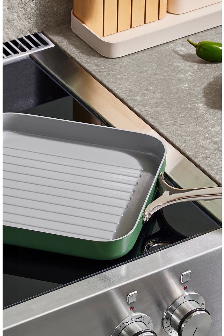 11" Ceramic Nonstick Square Grill Pan, Alternate, color, PERRACOTTA
