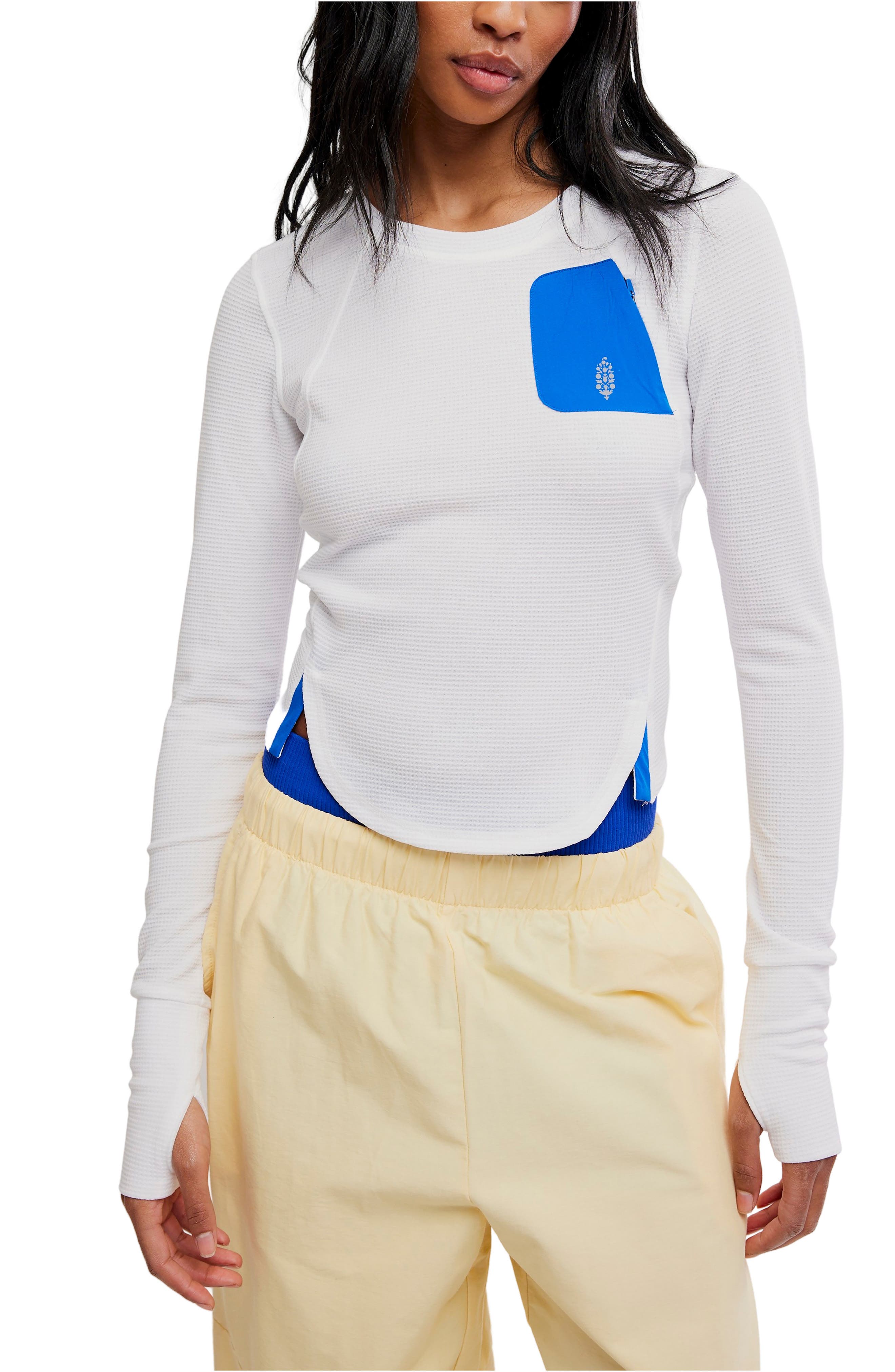 Free People Outbound Long Sleeve Waffle Knit T-Shirt