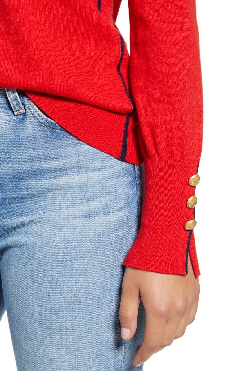 Court & Rowe Button Cuff Tipped Turtleneck Sweater, Alternate, color, 