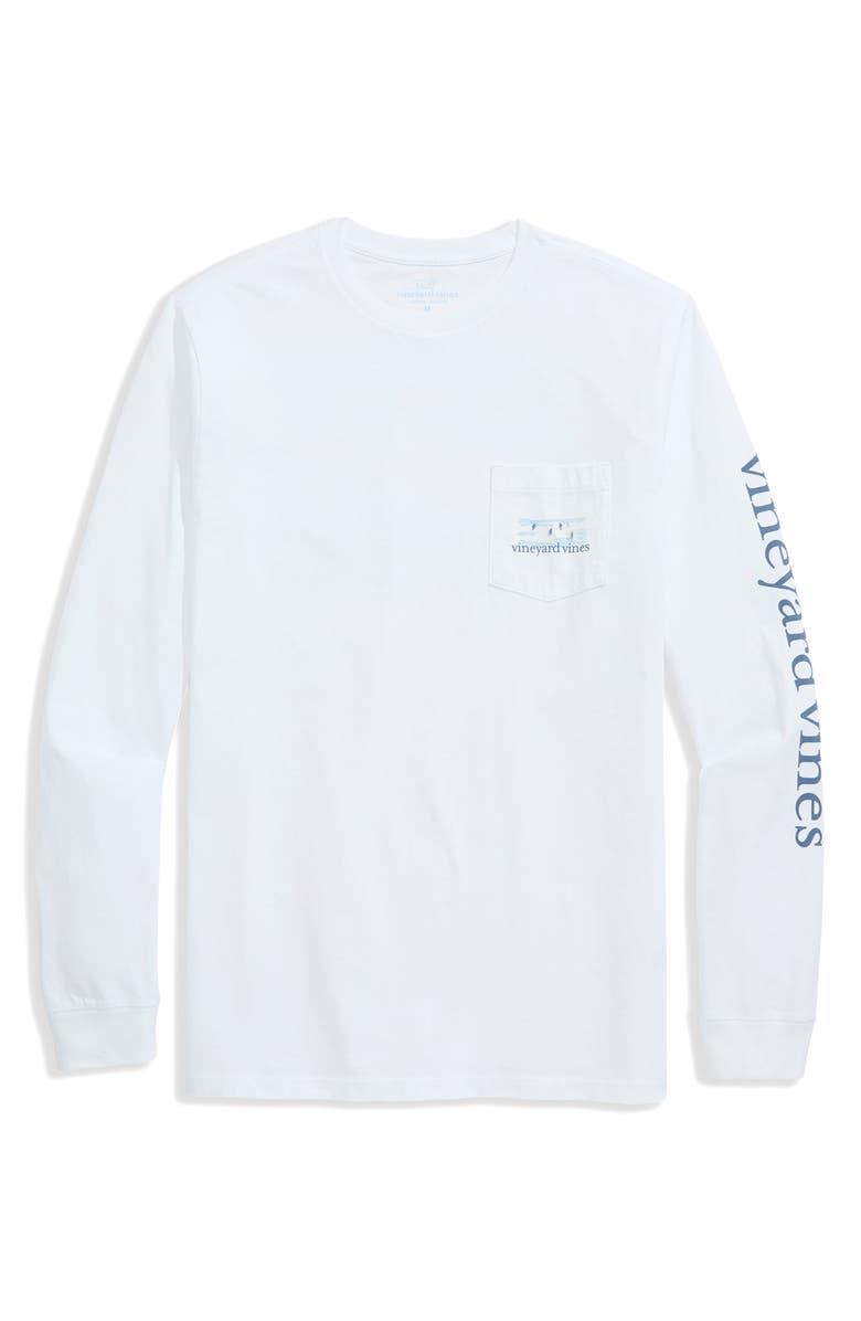 vineyard vines Pond Puck Long Sleeve Pocket Graphic T-Shirt, Main, color, White Cap