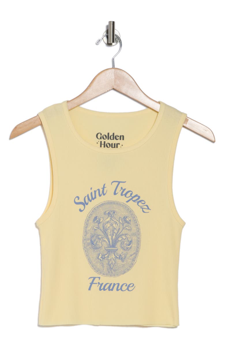 Hi Res Saint Tropez Fleur Graphic Rib Tank, Alternate, color,
