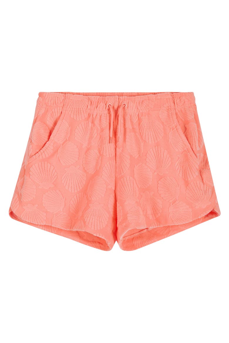 Kids' Jacquard Terry Two-Piece Swimsuit & Cover-Up Shorts Set, Alternate, color, ORANGE CORAL