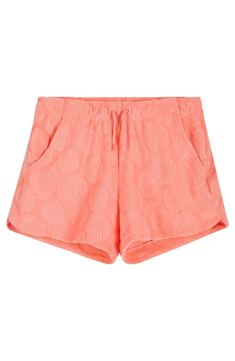 Andy & Evan Kids' Jacquard Terry Two-Piece Swimsuit & Cover-Up Shorts Set, Alternate, color, Orange Coral
