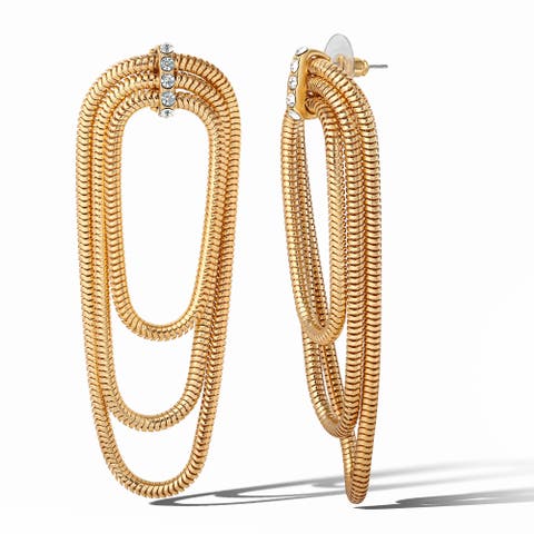 Layered Gold Toned Chain Earrings