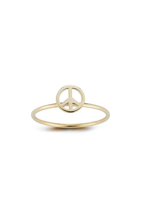 14K Gold Peace Ring