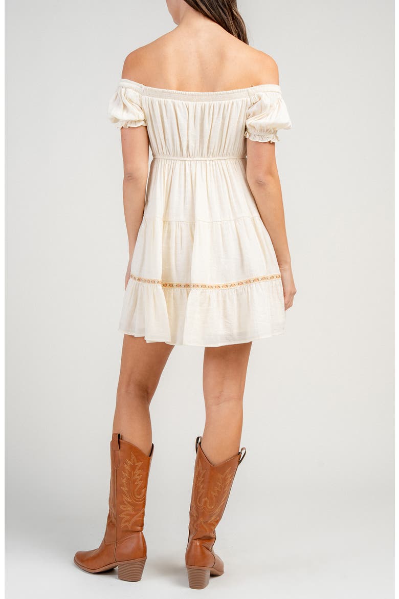 Off the Shoulder Babydoll Dress, Alternate, color, IVORY