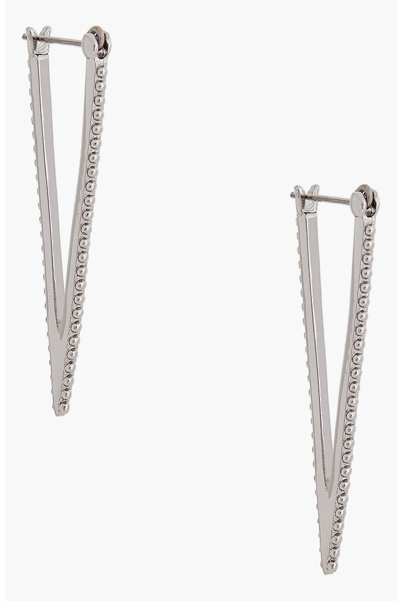 Texture V Drop Earrings, Main, color, RHODIUM