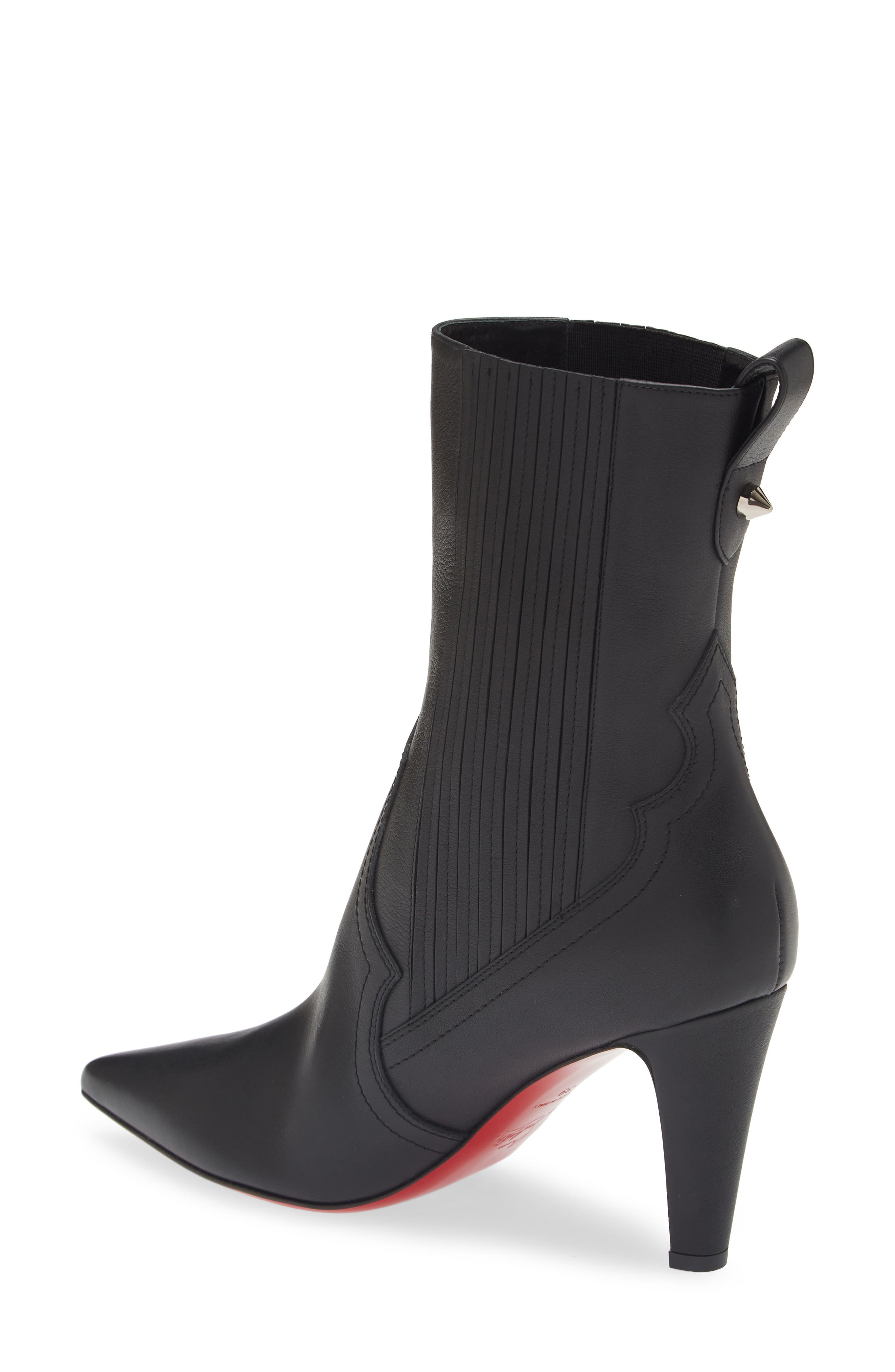 Santiag Pointed Toe Bootie, Alternate, color, BLACK